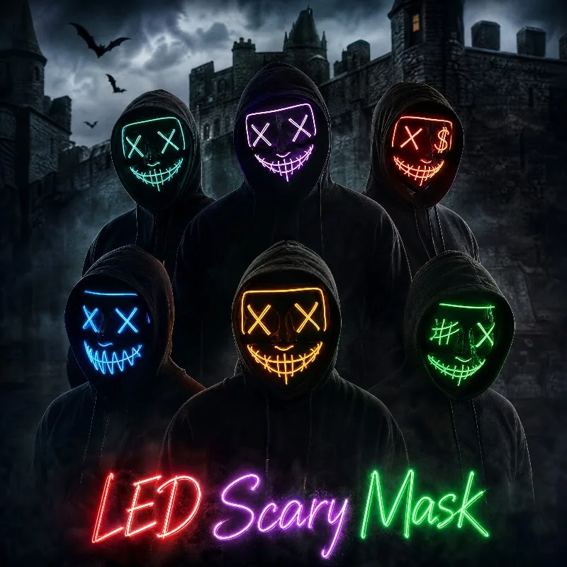 Led Purge Mask Halloween - 2026 Хэллоуинские товары для вечеринок: светящаяся