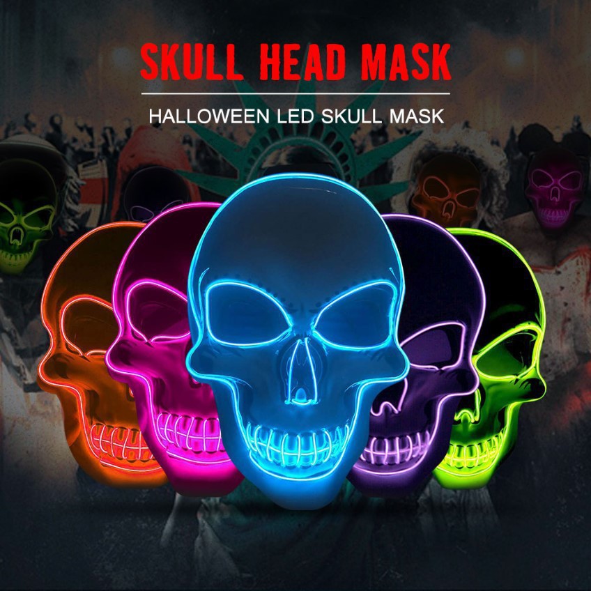 Led Purge Mask Halloween - Маска-череп для Хэллоуина с холодным светодиодным
