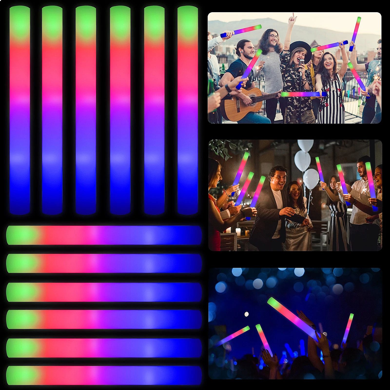Светящиеся палочки оптом, 102  – обзор и цена Flashing Led Foam Sticks Party