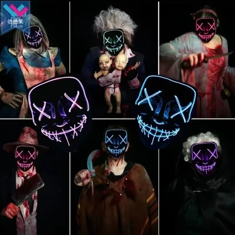 2026 Хэллоуинские товары для в – обзор и цена Led Purge Mask Halloween