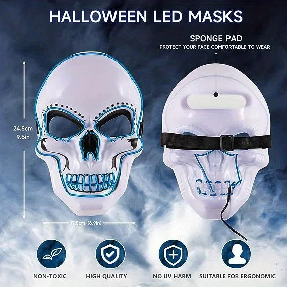 Маска-череп для Хэллоуина с хо – обзор и цена Led Purge Mask Halloween